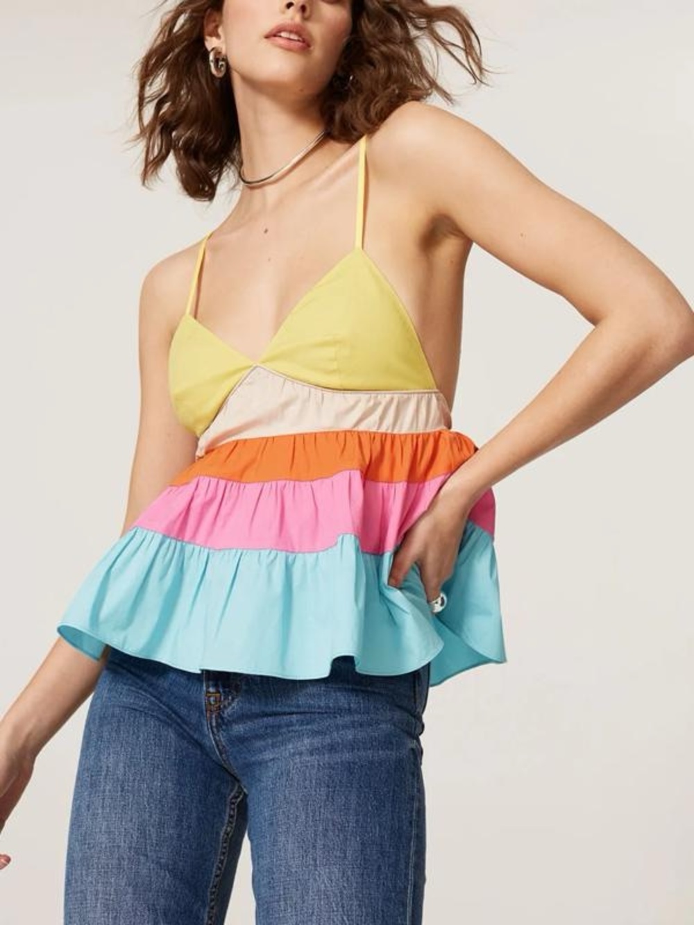 Staud Olympia Colorblock Tiered Camisole